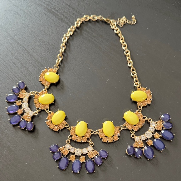 Jewelry - Elegant Yellow and Royal Blue Statement Necklace